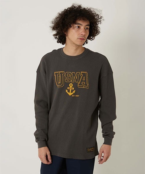 BLUE BLUE（ブルーブルー）の「SOUTHERN MFG CO. BLUEBLUE /USNA ANCHOR ワッフルサーマル Tシャツ（Tシャツ/カットソー・メンズ・ホワイト/チャコールグレー・S/M/L/XL）」の18枚目の写真