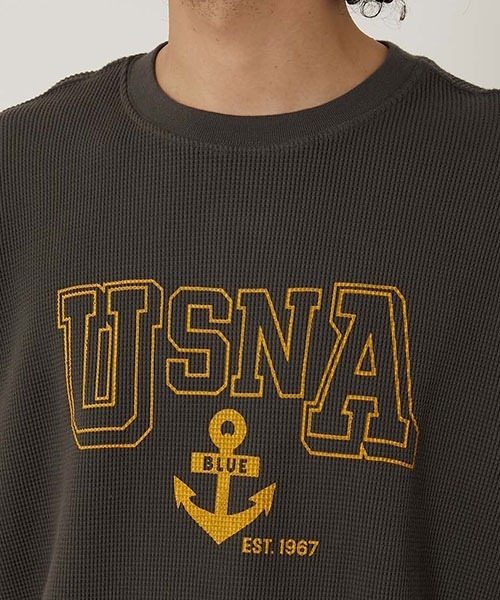 BLUE BLUE（ブルーブルー）の「SOUTHERN MFG CO. BLUEBLUE /USNA ANCHOR ワッフルサーマル Tシャツ（Tシャツ/カットソー・メンズ・ホワイト/チャコールグレー・S/M/L/XL）」の15枚目の写真