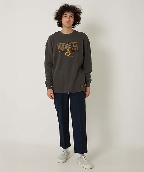 BLUE BLUE（ブルーブルー）の「SOUTHERN MFG CO. BLUEBLUE /USNA ANCHOR ワッフルサーマル Tシャツ（Tシャツ/カットソー・メンズ・ホワイト/チャコールグレー・S/M/L/XL）」の12枚目の写真