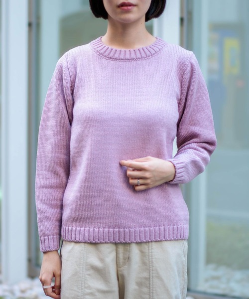 aran WOOLLEN MILLS（アランウーレンミルズ）の「[aran] SUPERSOFT MERINO WOOL SWEATER  / スーパーソフトメリノウールセーター（ニット/セーター・レディース・サンドベージュ/コーラルピンク/ミント・M/S）」の4枚目の写真