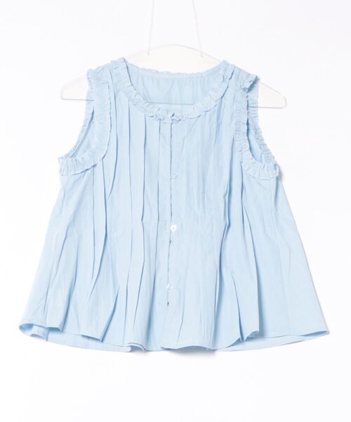 STYLEBLOCK（スタイルブロック）の「フリルノースリーブブラウス（シャツ/ブラウス・レディース・イエロー/ホワイト/ブルー・FREE）」の6枚目の写真