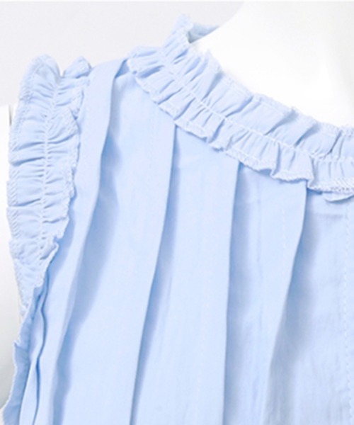 STYLEBLOCK（スタイルブロック）の「フリルノースリーブブラウス（シャツ/ブラウス・レディース・イエロー/ホワイト/ブルー・FREE）」の9枚目の写真