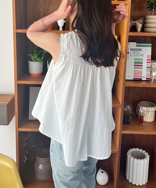 STYLEBLOCK（スタイルブロック）の「フリルノースリーブブラウス（シャツ/ブラウス・レディース・イエロー/ホワイト/ブルー・FREE）」の10枚目の写真