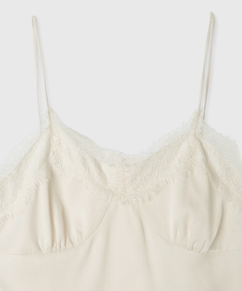 CREDONA（クレドナ）の「LACE CAMI/レースキャミ（キャミソール・レディース・アイボリー/ネイビー・FREE）」の4枚目の写真