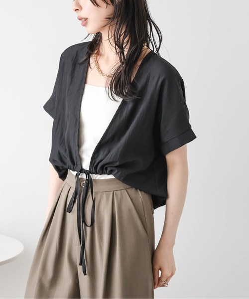 SUGAR BISKET(シュガービスケット)の「裾ドロストシャーリングシャツ(シャツ/ブラウス・レディース・グレー/ブラック・フリー)」の8枚目の写真