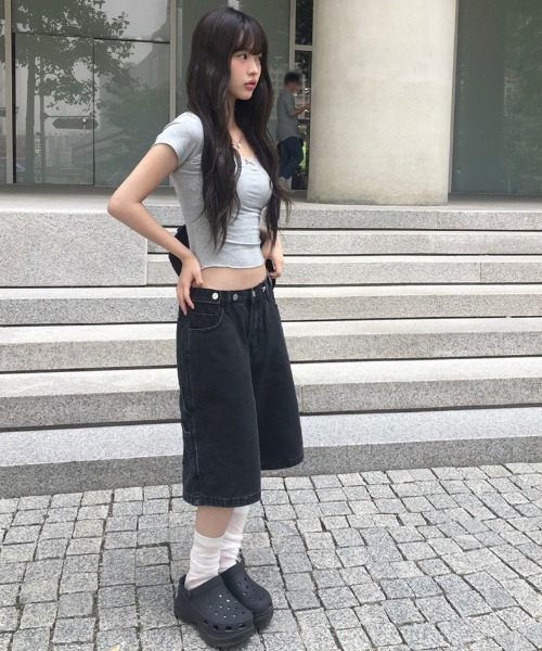 anyonemore（エニワンモア）の「レーススクエアネックリボン半袖Tシャツ（Tシャツ/カットソー・レディース・グレー/ホワイト/ブラック・FREE）」の18枚目の写真