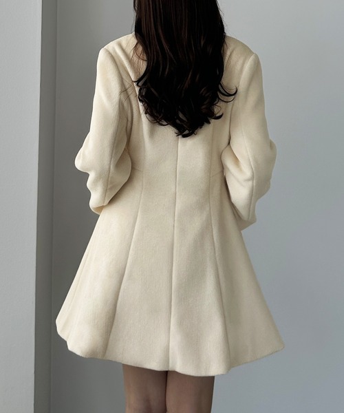 セール】ミドル丈ウエストシェイプフレアコート（チェスターコート