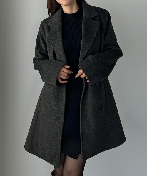 セール】ミドル丈ウエストシェイプフレアコート（チェスターコート