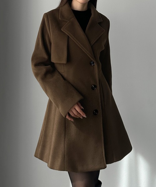 ミドル丈ウエストシェイプフレアコート（チェスターコート）｜Louere