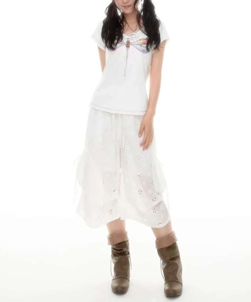 AsheKsha(アシクシャ)の「【新作】韓国コットン トンボ ダブルレイヤー Vネック 半袖(Tシャツ/カットソー・レディース・ホワイト・M)」の4枚目の写真