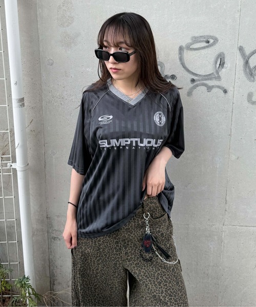 sedacle（セダクル）の「ストライプユニフォームTシャツ（Tシャツ/カットソー・レディース・ライトブルー/チャコールグレー/ライトグレー/ボルドー・SMALL/MEDIUM/LARGE）」の17枚目の写真