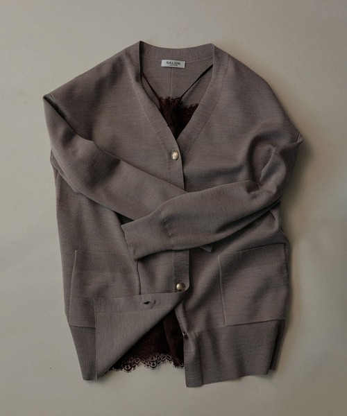 ウールVネック金ボタンカーディガン（カーディガン/ボレロ）｜SALON