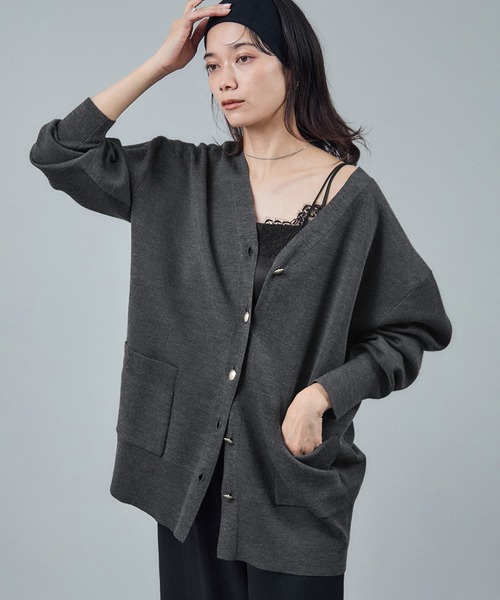 ウールVネック金ボタンカーディガン（カーディガン/ボレロ）｜SALON