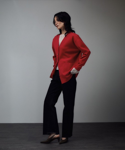 ウールVネック金ボタンカーディガン（カーディガン/ボレロ）｜SALON