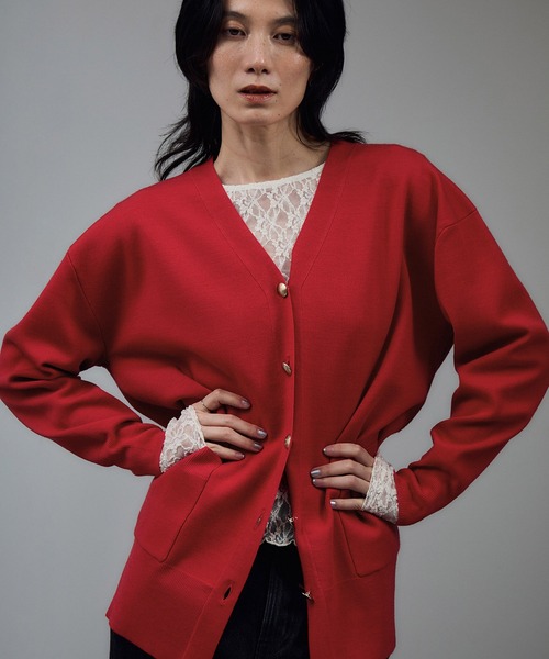 ウールVネック金ボタンカーディガン（カーディガン/ボレロ）｜SALON