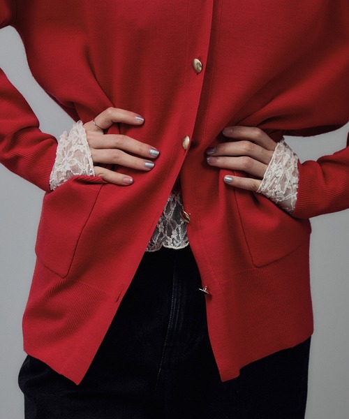 セール】ウールVネック金ボタンカーディガン（カーディガン/ボレロ