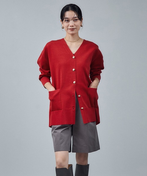 ウールVネック金ボタンカーディガン（カーディガン/ボレロ）｜SALON