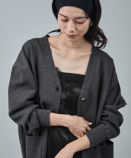 ウールVネック金ボタンカーディガン（カーディガン/ボレロ）｜SALON