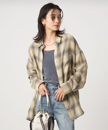 グリーンレーベルリラクシング 茶系グレンチェックブラウス green label relaxing（グリーンレーベルリラクシング）の
