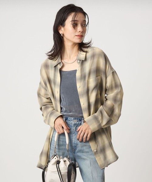 セール】［size SHORTあり］シアー チェック シャツ（シャツ/ブラウス