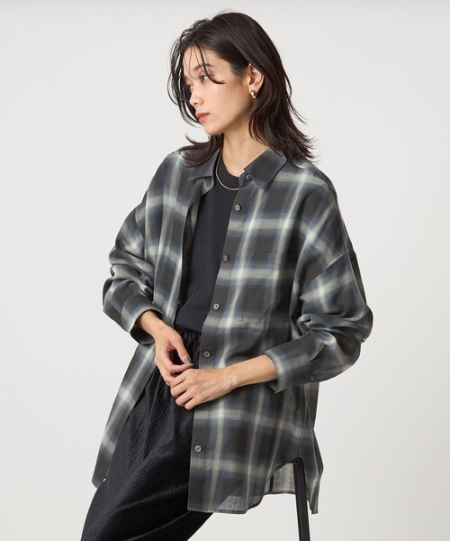 Natural Lag チェックシャツ size SHORTあり］シアー チェック シャツ（シャツ/ブラウス