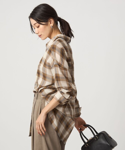 セール】［size SHORTあり］シアー チェック シャツ（シャツ/ブラウス