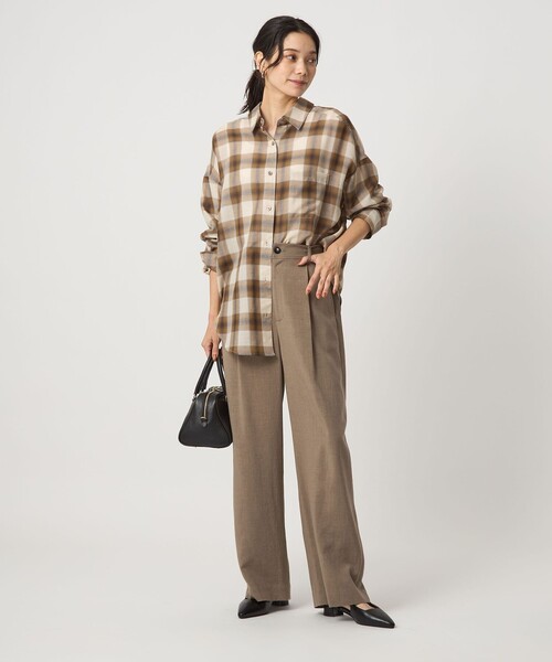 size SHORTあり］シアー チェック シャツ（シャツ/ブラウス）｜green