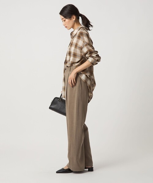 green label relaxing（グリーンレーベルリラクシング）の「［size SHORTあり］シアー チェック シャツ（シャツ/ブラウス・レディース・ナチュラル/ダークグレー/ブラウン・SHORT/FREE）」の15枚目の写真