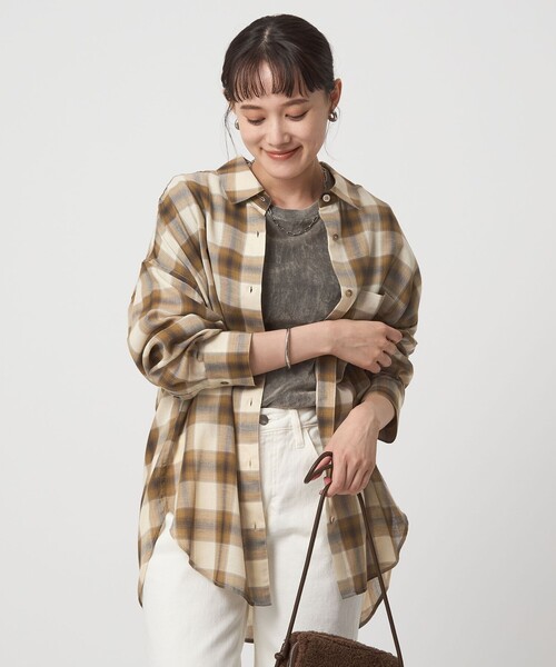 セール】［size SHORTあり］シアー チェック シャツ（シャツ/ブラウス