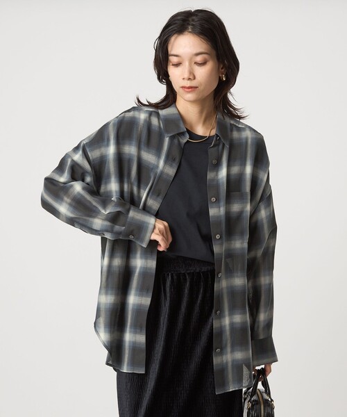 セール】［size SHORTあり］シアー チェック シャツ（シャツ/ブラウス