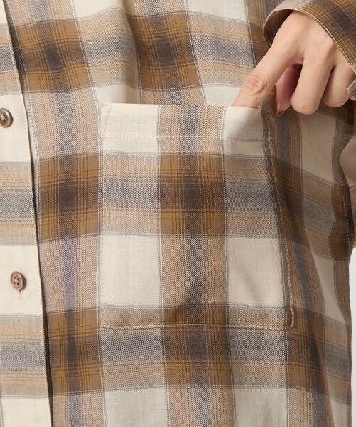 size SHORTあり］シアー チェック シャツ（シャツ/ブラウス）｜green