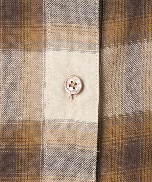 size SHORTあり］シアー チェック シャツ（シャツ/ブラウス）｜green