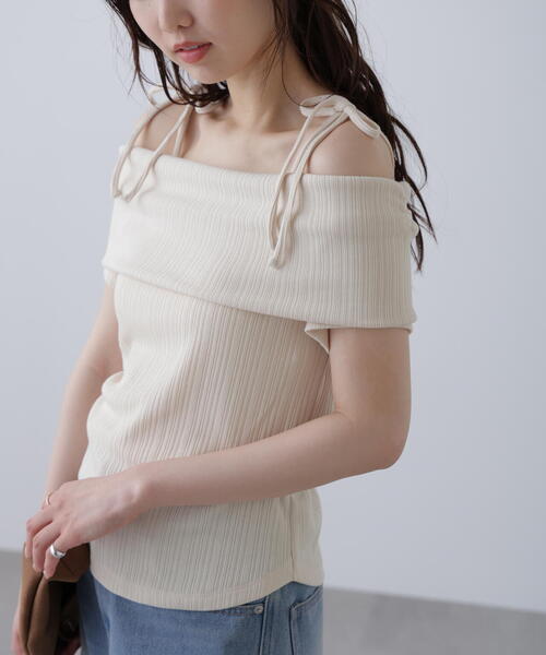 FREE'S MART(フリーズマート)の「肩リボンオフショルカットソー(Tシャツ/カットソー・レディース・ホワイト/ネイビー/イエロー・FREE)」の11枚目の写真