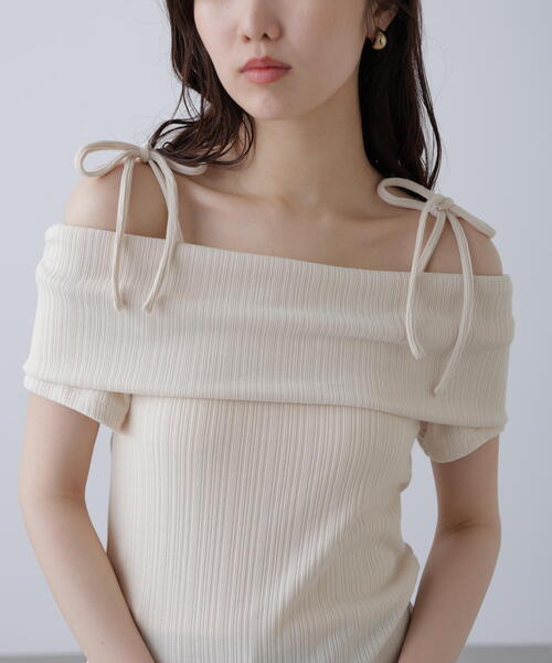 FREE'S MART(フリーズマート)の「肩リボンオフショルカットソー(Tシャツ/カットソー・レディース・ホワイト/ネイビー/イエロー・FREE)」の18枚目の写真