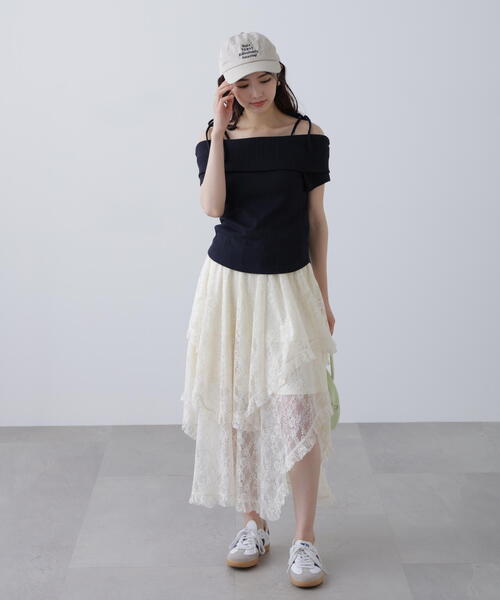 FREE'S MART(フリーズマート)の「肩リボンオフショルカットソー(Tシャツ/カットソー・レディース・ホワイト/ネイビー/イエロー・FREE)」の6枚目の写真