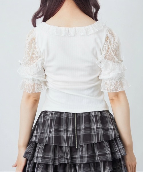 Ank Rouge(アンクルージュ)の「肩フリルテレコTOPS(Tシャツ/カットソー・レディース・グレー/ブラック/ホワイト・M)」の18枚目の写真