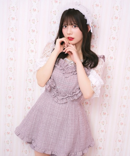 Ank Rouge(アンクルージュ)の「肩フリルテレコTOPS(Tシャツ/カットソー・レディース・グレー/ブラック/ホワイト・M)」の16枚目の写真