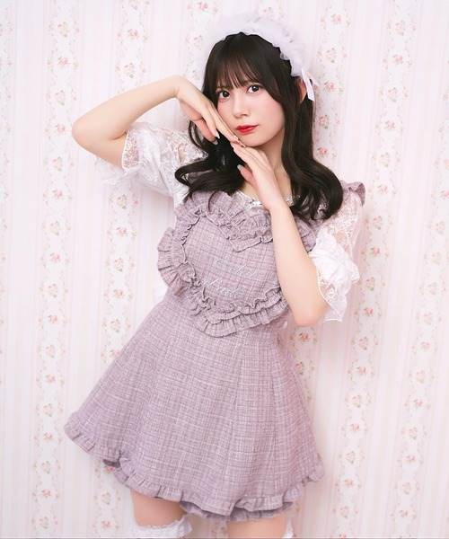 Ank Rouge(アンクルージュ)の「肩フリルテレコTOPS(Tシャツ/カットソー・レディース・グレー/ブラック/ホワイト・M)」の6枚目の写真