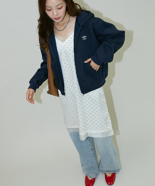 UMBRO × PUBLUX/アンブロ ワンポイント 刺繍 ジップパーカー 限定展開