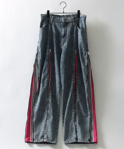 SITRY（シトリー）の「Remake Like Denim Pants/リメイク風 ジーンズ×ジャージ デニムパンツ ワイドデニムパンツ（デニムパンツ・メンズ・ブルー系その他/ブラック系その他/ブラック系その他2・M/L）」の22枚目の写真