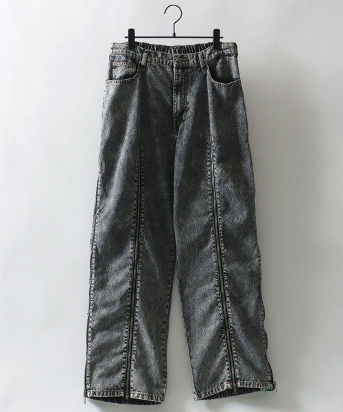 SITRY（シトリー）の「Remake Like Denim Pants/リメイク風 ジーンズ×ジャージ デニムパンツ ワイドデニムパンツ（デニムパンツ・メンズ・ブルー系その他/ブラック系その他/ブラック系その他2・M/L）」の12枚目の写真