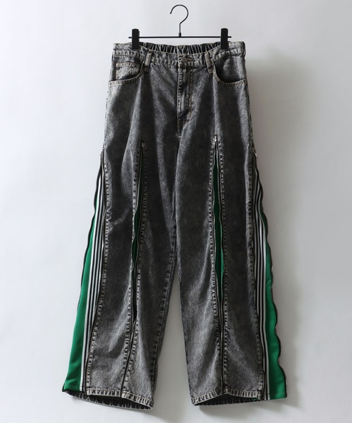 SITRY（シトリー）の「Remake Like Denim Pants/リメイク風 ジーンズ×ジャージ デニムパンツ ワイドデニムパンツ（デニムパンツ・メンズ・ブルー系その他/ブラック系その他/ブラック系その他2・M/L）」の10枚目の写真