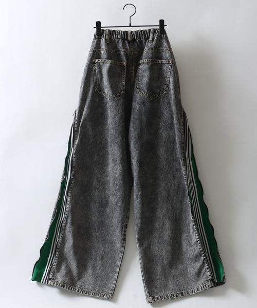 SITRY（シトリー）の「Remake Like Denim Pants/リメイク風 ジーンズ×ジャージ デニムパンツ ワイドデニムパンツ（デニムパンツ・メンズ・ブルー系その他/ブラック系その他/ブラック系その他2・M/L）」の9枚目の写真