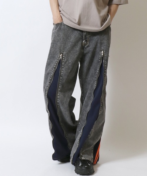 セール】Remake Like Denim Pants/リメイク風 ジーンズ×ジャージ
