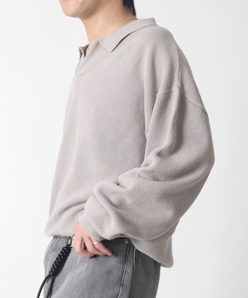 Confirm(コンファーム)の「スキッパー ベーシックニット メンズ レディース ユニセックス(ニット/セーター・メンズ・ベージュ/ブルー/ブラック・M/L)」の11枚目の写真