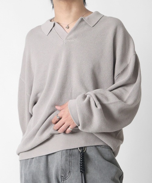 Confirm(コンファーム)の「スキッパー ベーシックニット メンズ レディース ユニセックス(ニット/セーター・メンズ・ベージュ/ブルー/ブラック・M/L)」の8枚目の写真