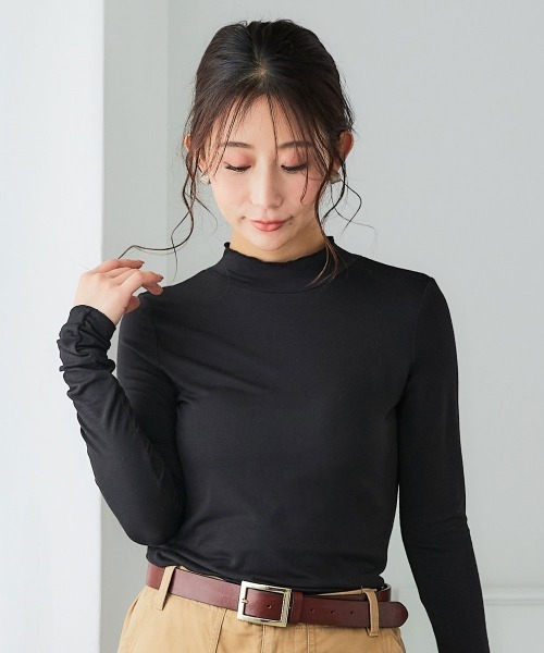 SMILE LAND（スマイルランド）の「＜大きいサイズ＞メロウハイネックカットソートップス（Tシャツ/カットソー・レディース・モカ/ネイビー/ブラック・L～LL/5L～6L/3L～4L）」の10枚目の写真