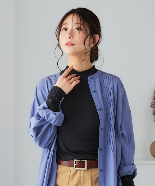 SMILE LAND（スマイルランド）の「＜大きいサイズ＞メロウハイネックカットソートップス（Tシャツ/カットソー・レディース・モカ/ネイビー/ブラック・L～LL/5L～6L/3L～4L）」の12枚目の写真