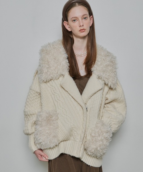 TEN by LA BELLE ETUDE】ニッティングパターン×ファーニットライダース