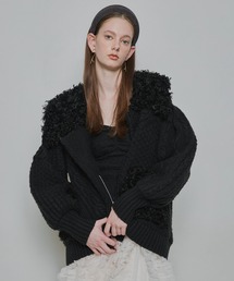 LA BELLE ETUDE（ラベルエチュード）の「【TEN by LA BELLE ETUDE】ニッティングパターン×ファーニットライダースジャコット（ライダースジャケット）」